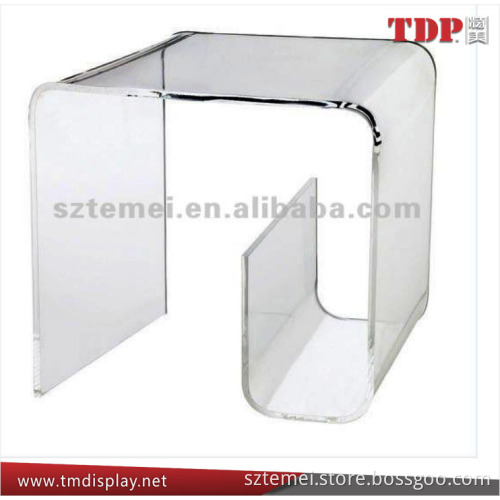 U shape clear lucite acrylic tv stand acrylic magazine rack acrylic coffee stand for cafe bar
